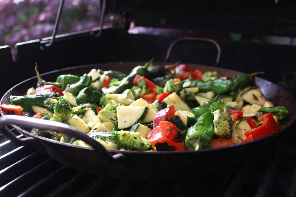 A dish of vegetables cooked with healthy avocado oil.