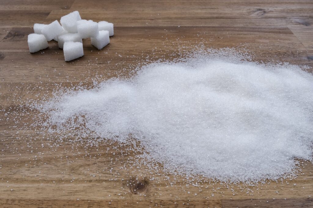 Sugar on a table to highlight the sugar content of some meal replacement shakes