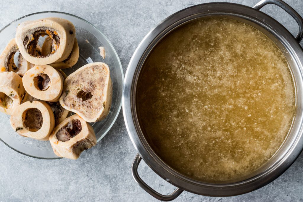 Bone broth being prepared