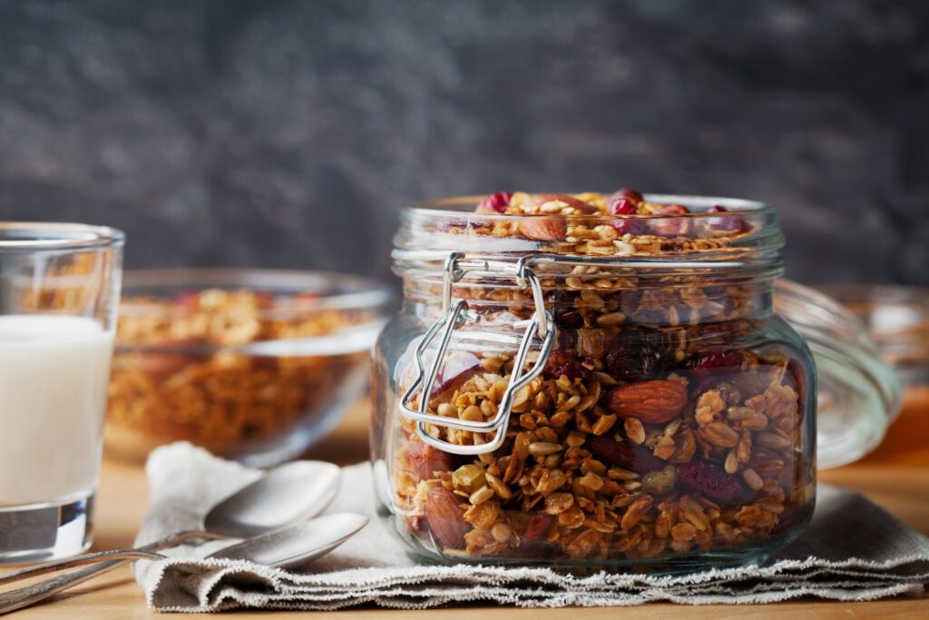 A bowl of granola and nuts