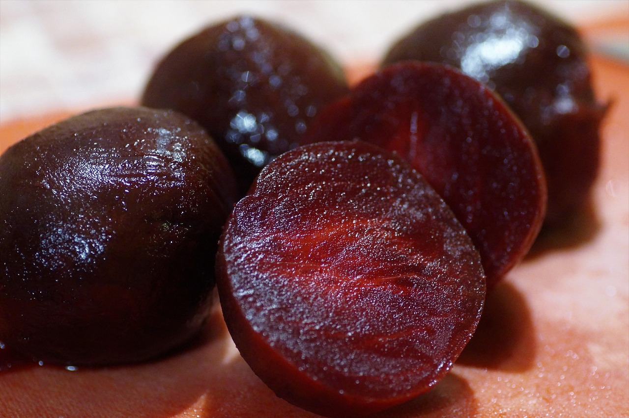 Freshly peeled beetroots, ready for eating. Beets are a healthy, skin-boosting vegetable.