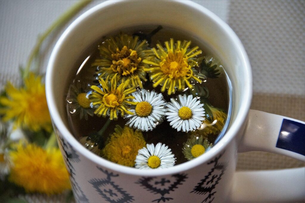 A mug of herbal detox tea
